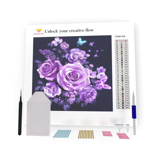 Purple Roses DIY Diamond Painting