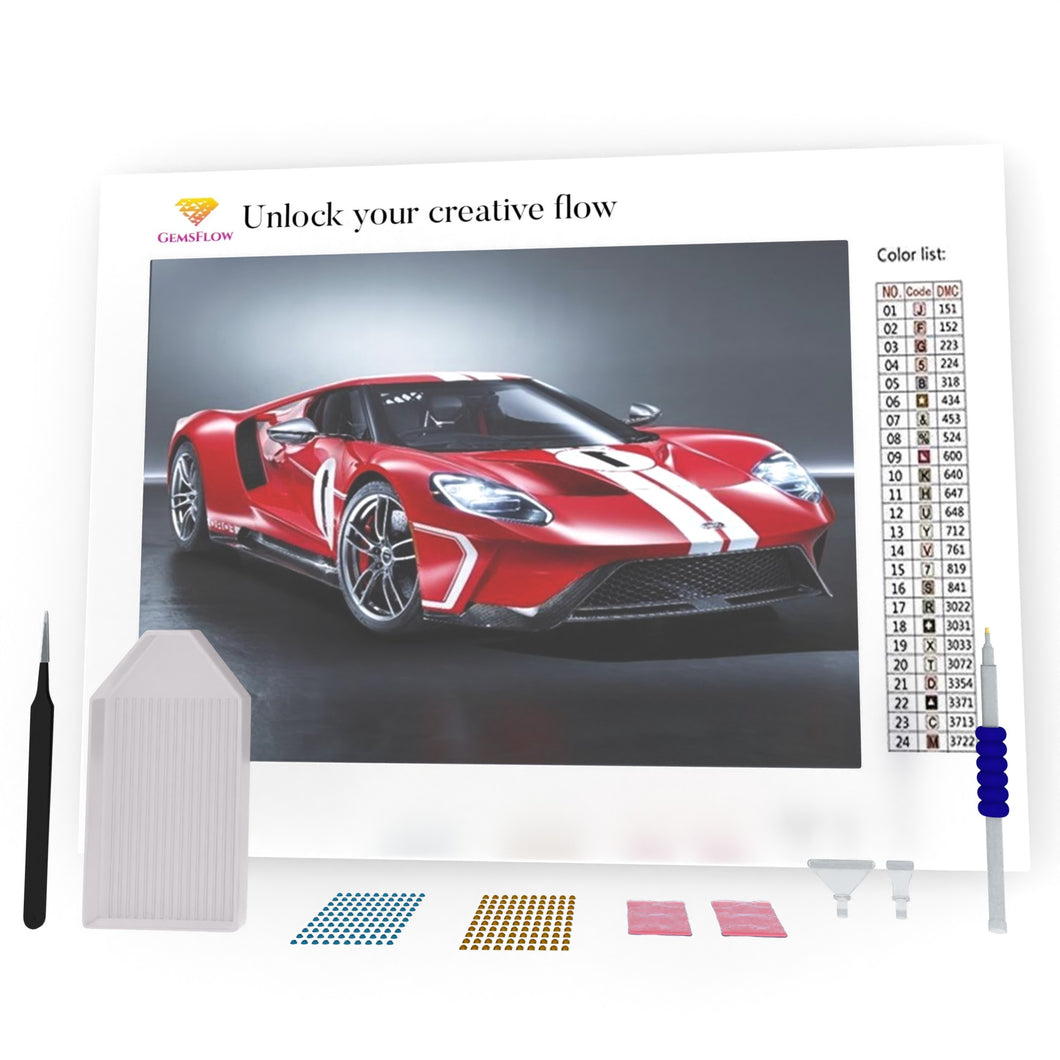 Red And White Sport Car DIY Diamond Painting