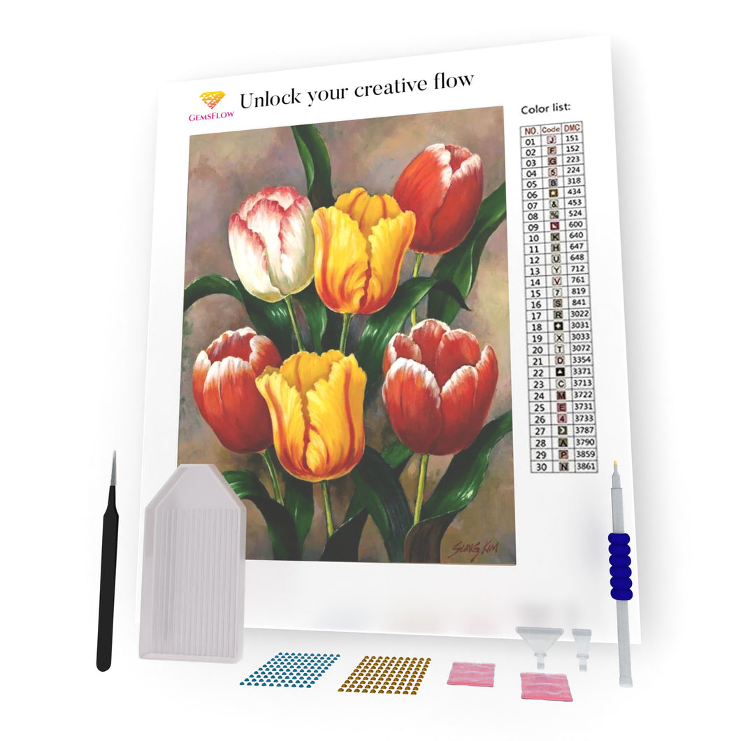 Red And Yellow Tulips DIY Diamond Painting