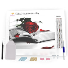 Load image into Gallery viewer, Red Rose On The Book DIY Diamond Painting