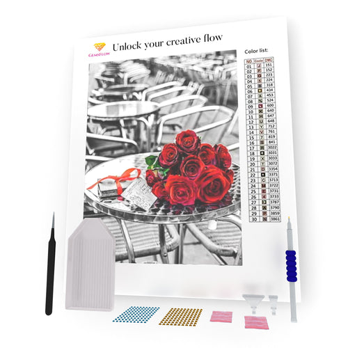 Red Roses On The Table DIY Diamond Painting