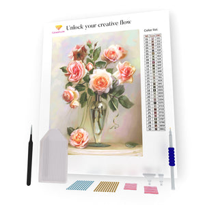 Roses In A Small Glass Vase DIY Diamond Painting