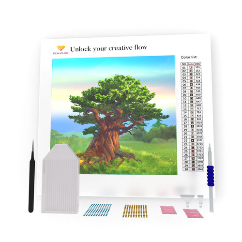 Solitary Oak Tree In A Meadow DIY Diamond Painting