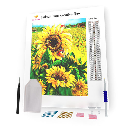 Sunflowers In The Village DIY Diamond Painting