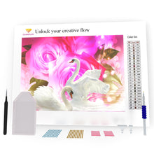 Load image into Gallery viewer, Swans And Pink Roses DIY Diamond Painting