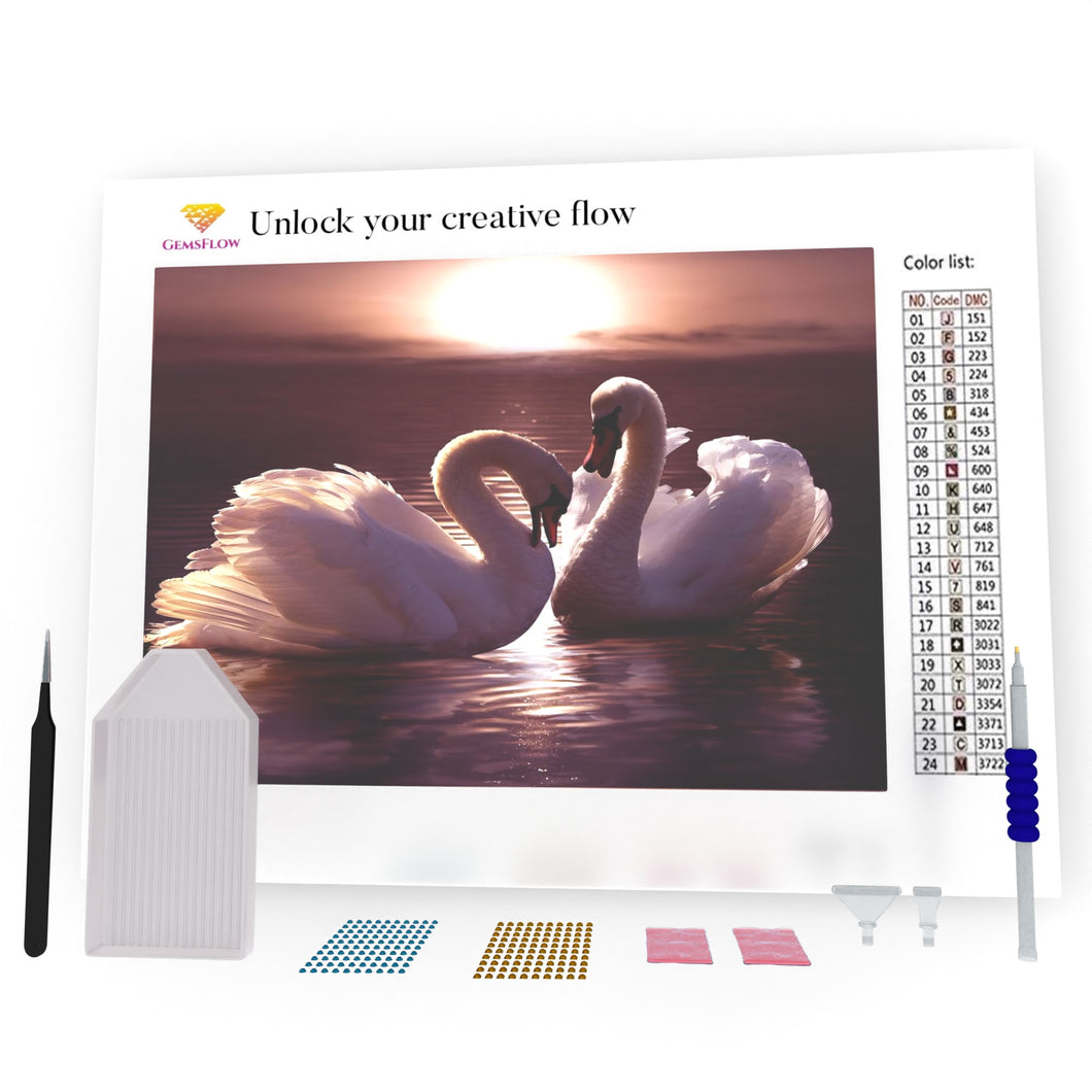 Swans In The Evening DIY Diamond Painting