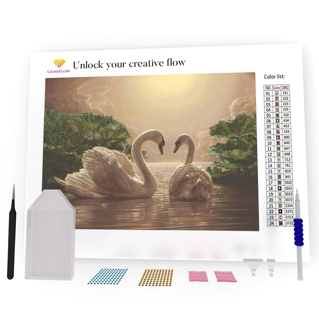 Two Swans In The Water DIY Diamond Painting