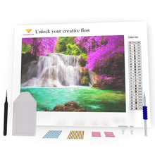 Load image into Gallery viewer, Waterfall And Colorful Forest DIY Diamond Painting