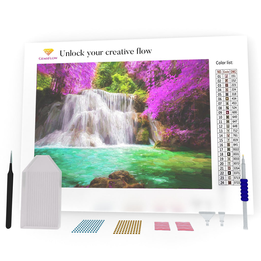 Waterfall And Colorful Forest DIY Diamond Painting