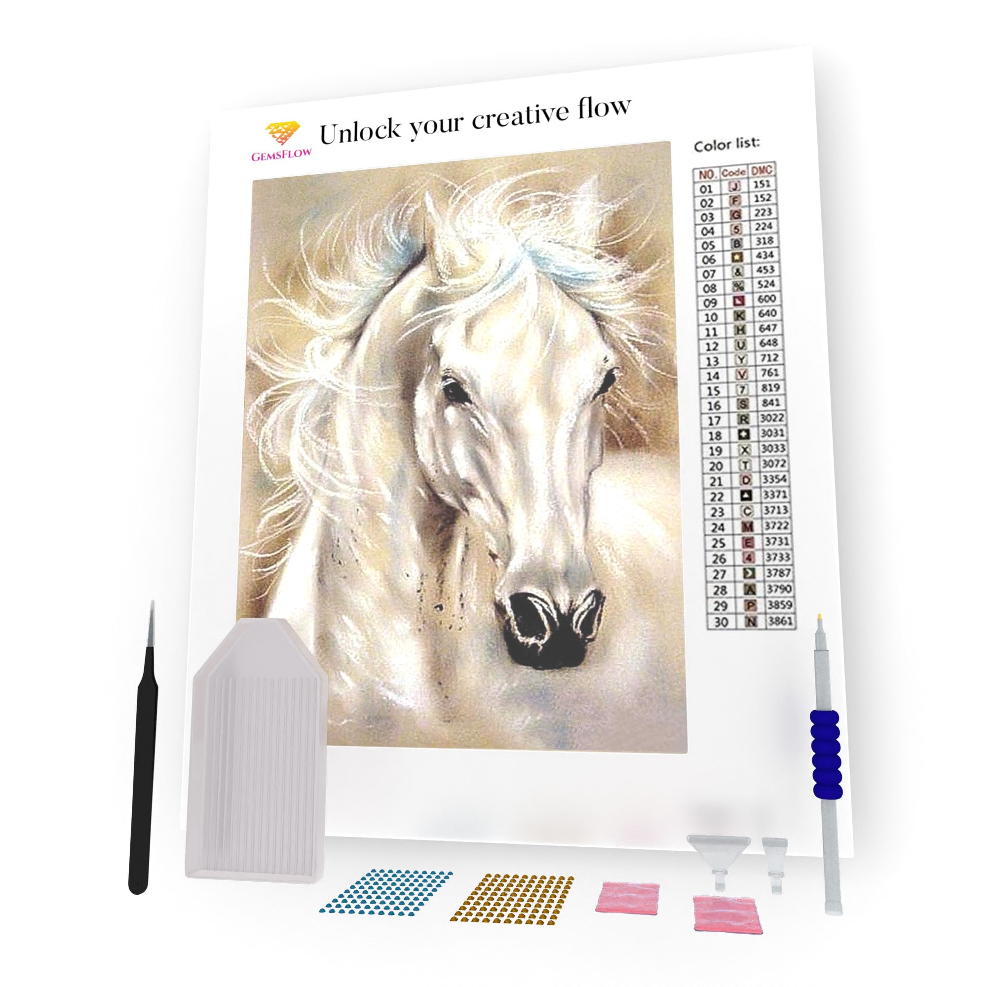 White Horse Art DIY Diamond Painting – GemsFlow