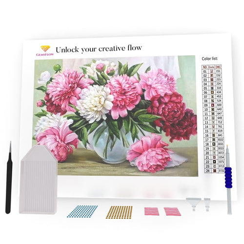 White And Pink Peonies DIY Diamond Painting
