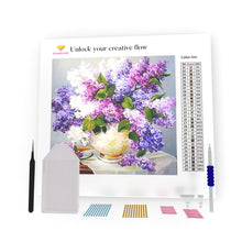 Load image into Gallery viewer, White And Purple Lilac DIY Diamond Painting