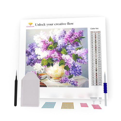 White And Purple Lilac DIY Diamond Painting