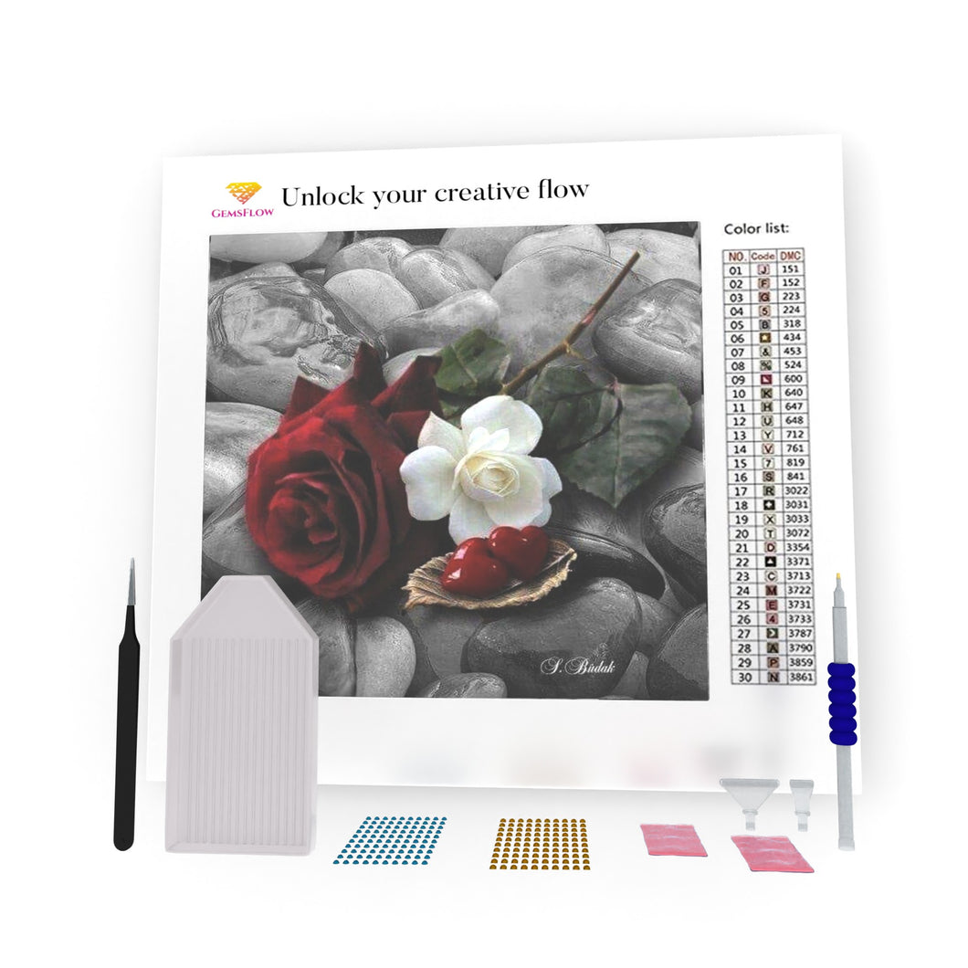 White And Red Roses DIY Diamond Painting