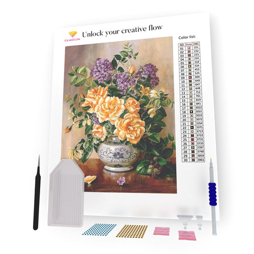 Yellow And Purple Flowers DIY Diamond Painting