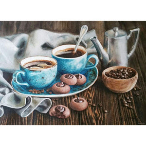 Blue Cups With Coffee DIY Diamond Painting