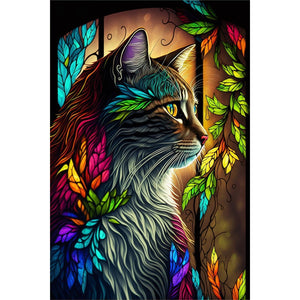 Cat on a Stained Glass DIY Diamond Painting
