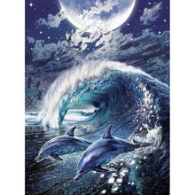 Load image into Gallery viewer, Dolphins In The Sea DIY Diamond Painting
