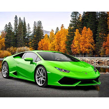 Load image into Gallery viewer, Green Sport Car In The Forest DIY Diamond Painting