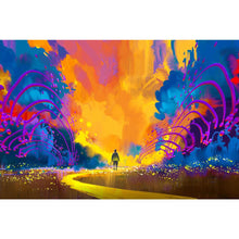 Load image into Gallery viewer, Man Walking To Abstract Colorful Landscape DIY Diamond Painting