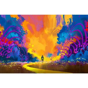 Man Walking To Abstract Colorful Landscape DIY Diamond Painting