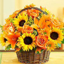 Load image into Gallery viewer, Orange Sunflowers And Roses DIY Diamond Painting