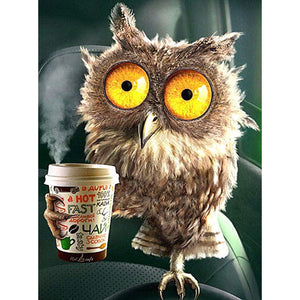 Owl With Coffee DIY Diamond Painting