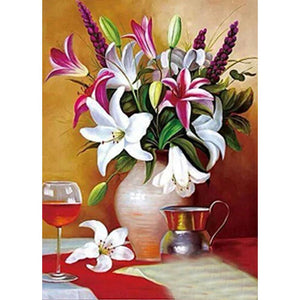 Pink And White Lilies DIY Diamond Painting