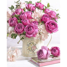 Load image into Gallery viewer, Pink Flowers And A Pink Book DIY Diamond Painting