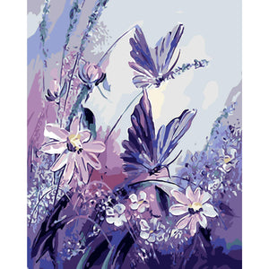 Purple Flowers And Butterflies DIY Diamond Painting – GemsFlow