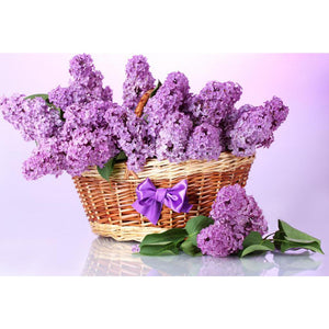 Purple Lilac In The Basket DIY Diamond Painting