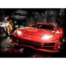 Load image into Gallery viewer, Red Car And Motorcyclist DIY Diamond Painting