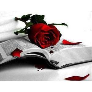Red Rose On The Book DIY Diamond Painting