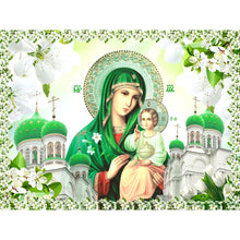 Load image into Gallery viewer, Saint Mary And Jesus In Flowers DIY Diamond Painting