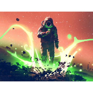 Spaceman Looking at Mysterious Plants DIY Diamond Painting