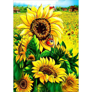 Sunflowers In The Village DIY Diamond Painting