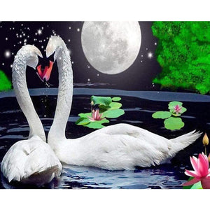 Swans At Night DIY Diamond Painting