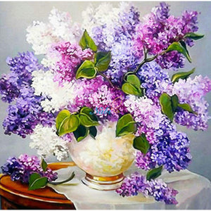 White And Purple Lilac DIY Diamond Painting